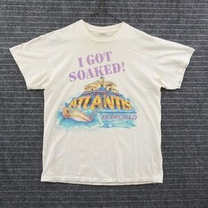 Vintage Delta SeaWorld Journey to Atlantis T-Shirt Adult M Cream I Got Soaked